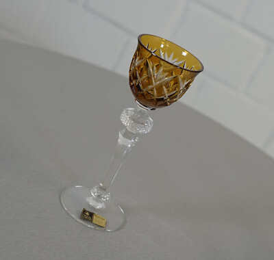 WMF Crystal Cabinet Bleikristall Kelch Römer Likör Glas Kristall Gelb 70er Jahre