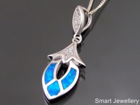 925 Sterling Silver Blue Opal Pendant Necklace Jewellery 925 Sterling Silver Blue Opal Pendant Necklace Jewellery