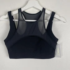 LSpace Top Womens Small Black Active Harness Your Power Crop Mesh Workout Top