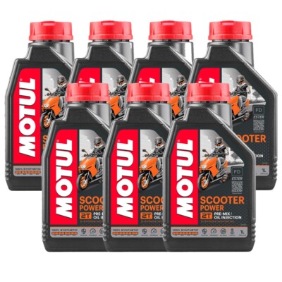 Motul 7L FD Ester Scooter Power 2T Pre-Mix Oil Injection 100% Synthetic 7x1L