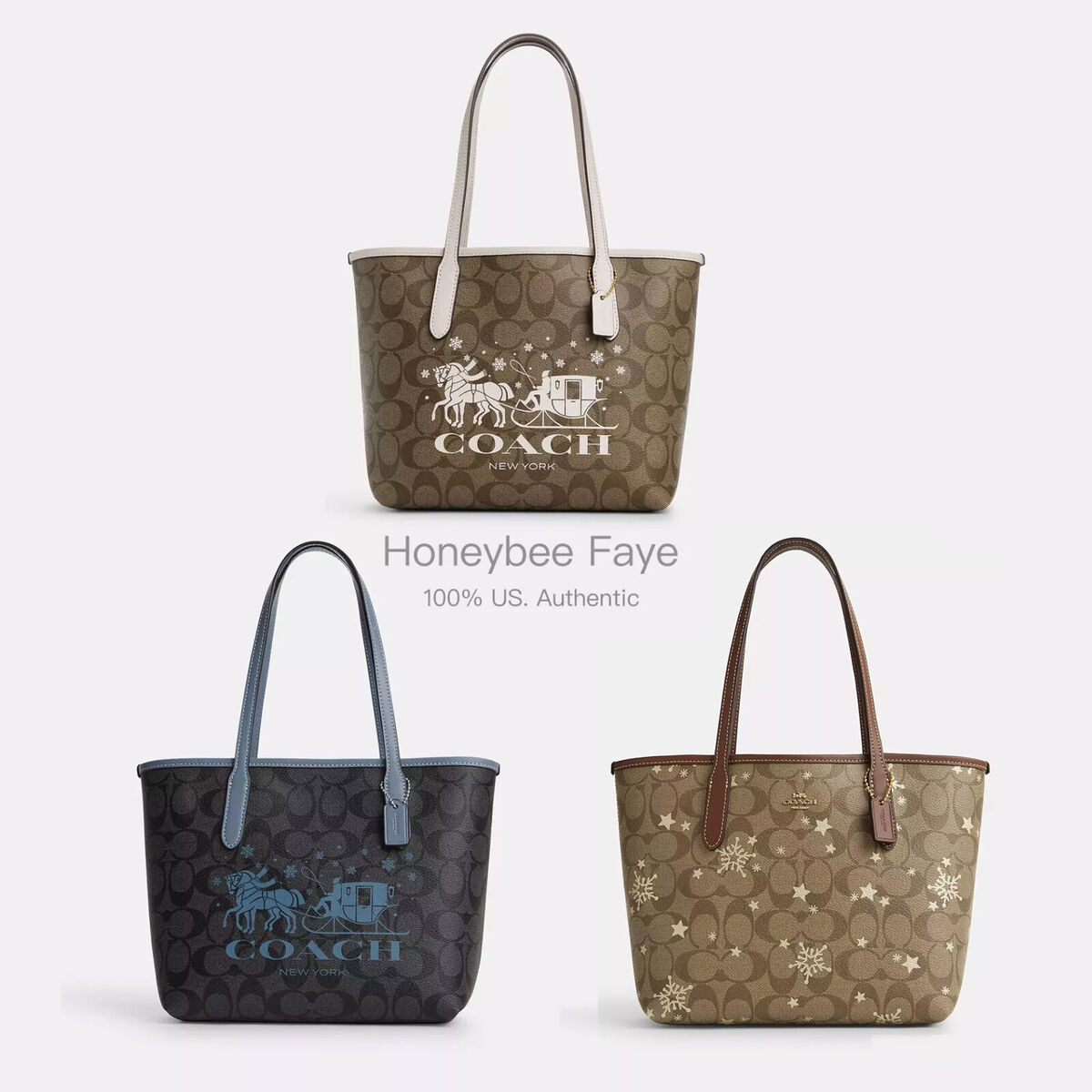 NWT COACH Mini City Tote In Signature Canvas With Horse And NWT COACH Mini City Tote In Signature Canvas With Horse And