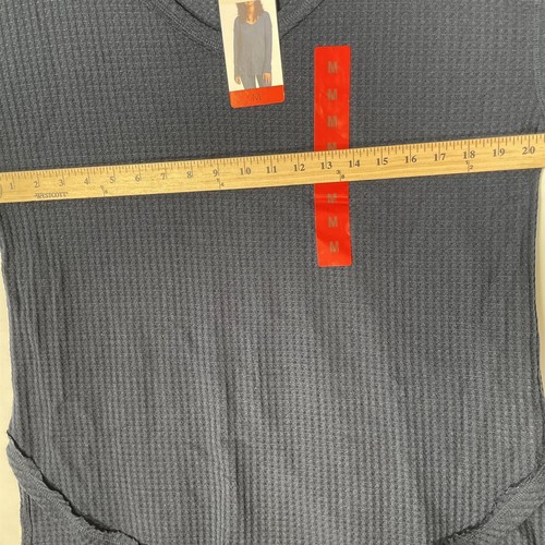 Vintage America Thermal Top Women Medium Lightweight Knit Long-Sleeve Navy Blue - Picture 9 of 12