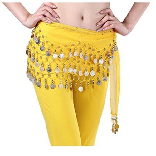 Costume da ballo 3 file danza del ventre anca sciarpa gonna cintura con monete d'oro - Stati Uniti - Foto 11 di 25