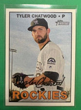 2016 TOPPS HERITAGE BASEBALL TYLER CHATWOOD ROCKIES GUM STAIN VARIATION