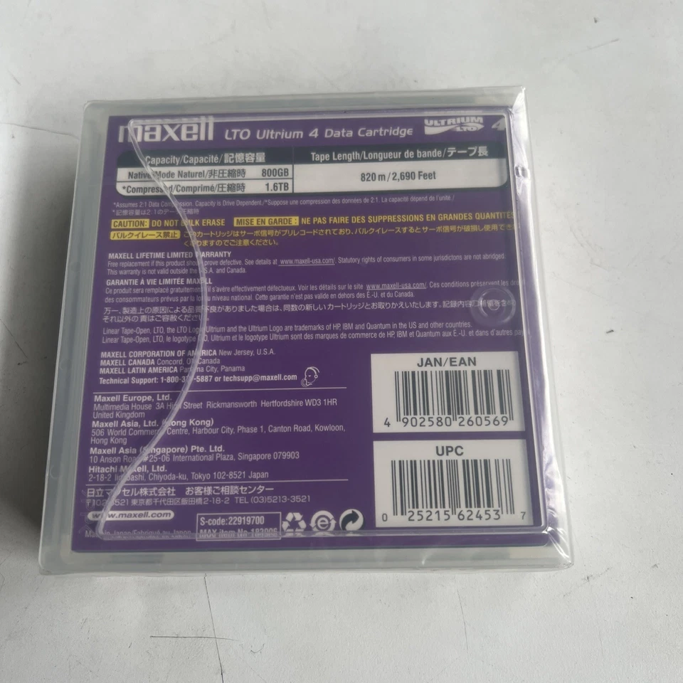 NUEVO Cartucho de cinta de datos sellado Maxell LTO Ultrium 4 800 GB/1,6 TB Foto 2 de 2