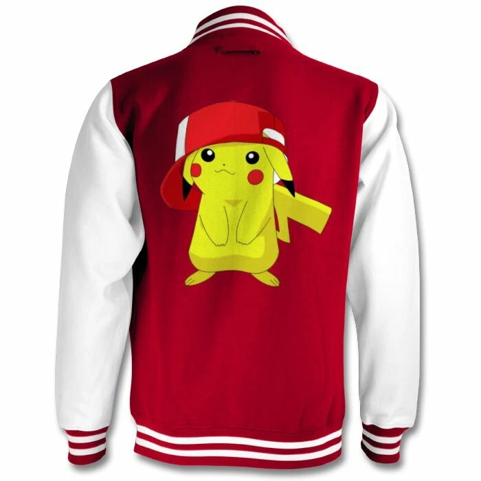 Pokemon Jacket pikachu hip hop Red varsity Jacket bomber coat