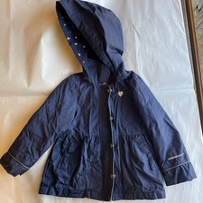 3t London Fog Girls Rain Jacket Coat Navy w/Heart and Bow Accents Fleece Lining