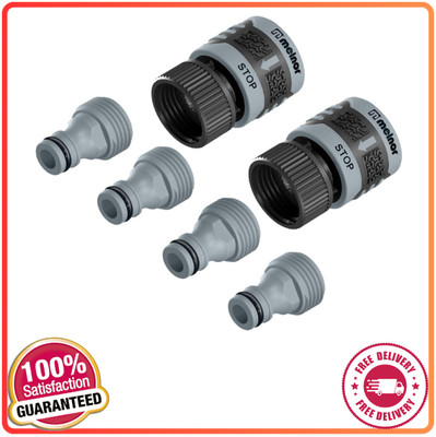 Melnor 65175AMZ 6 Piece Quick Connect Starter Set Connector Bundle ,Black, Grey