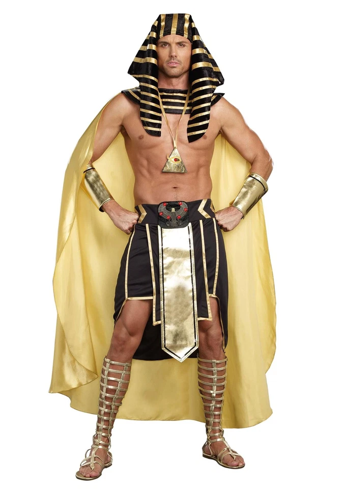 Disfraz de Rey de Egipto Tut de moda para hombre adulto, dorado Foto 3 de 4