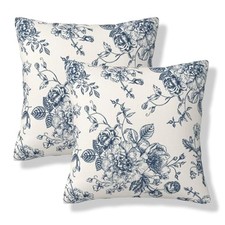 Floral Pillow Covers 18x18 Set of 2 Vintage 18" x 18" Pack of 2 Navy Blue