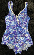 Vintage Maxine Of Hollywood Vibrant Abstract One Piece Bathing Swim Suit S/M