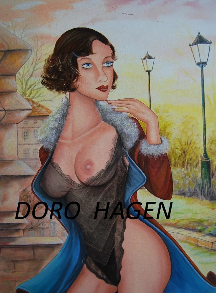 Doro Hagen Original Öl Zeichnung Leinwand Keilrahmen 60 x 40 cm Malerei Gemälde - Bild 2 von 3