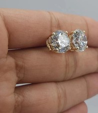 2Ct Round Cut Lab Created 14K Yellow Gold Finish Diamond Men's Stud Earrings