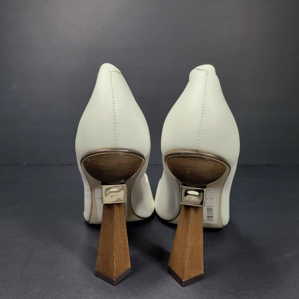 Saks Fifth Avenue Women's Geometric Triangle Heel Leather Pumps Shoes Sz 9.5 - Image 4 of 4