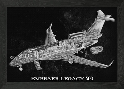 Embraer Legacy 500 Framed Wall Art Poster Canvas Print Picture