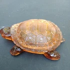 Vintage Depression Glass Orange Turtle Covered Candy Dish Trinket Box