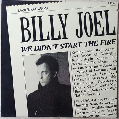 12''  BILLY JOEL -  WE DIDN´T START THE FIRE **  NL 1989  * * * * *  VG++ / EX
