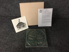 Pewabic Pottery Detroit Green Christmas Tree Spruce 6" x 6" Tile with Box