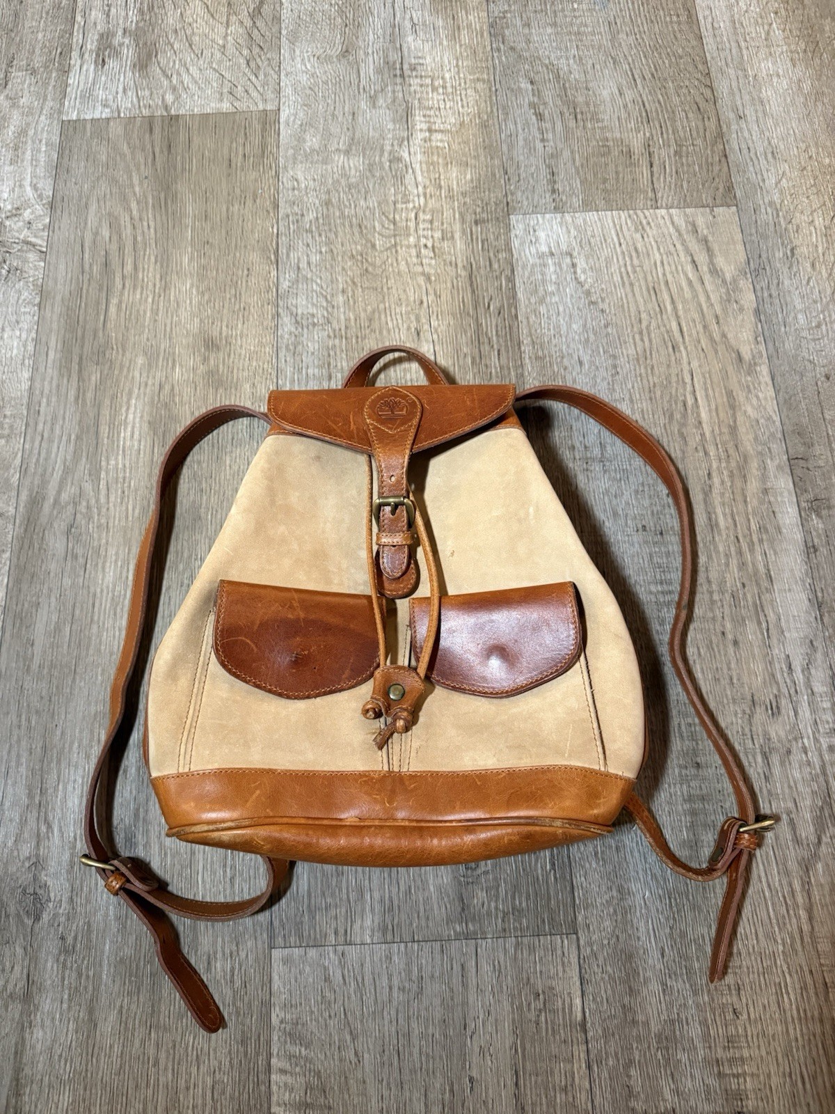 Vintage 1990s Timberland Leather Rucksack Travel Back… - Gem