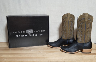 #ad Horse Power Top Hand Cowboy Boots Mens 10.5 EE Black Smooth Ostrich HP9528 $199.99