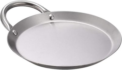Mexican Style 8.5'' Stainless Steel Flat Circle Fry Pan Comal With Handle