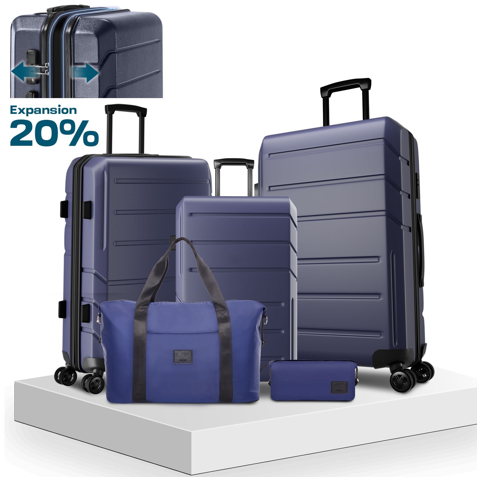 Sets 3/4/5 Piece, Abs+pc Hard Shell Suitcases With Tsa Lock 