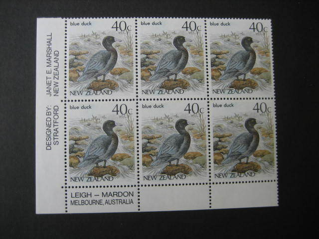 Neuseeland Nhm Imprint BLOCK-1987 40c Blau Ente Original Ausgabe Sg 1289