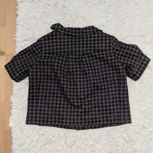LOFT Houndstooth Short Sleeve Button Up Pea Coat Missus Size 4 - Picture 2 of 3
