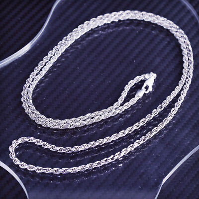 30” 3mm, vintage Italian sterling silver 925 diamond cut rope