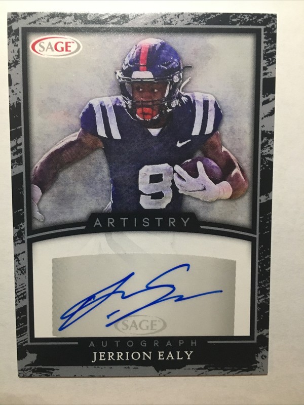 2022 SAGE Artistry Autograph Gray/Black Border Jerrion Ealy RC Rookie AUTO