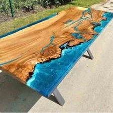 Blue Epoxy Resin River Table Top Dine Epoxy Resin Living Room Decorate