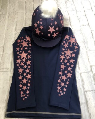 Rosegold Glitzer Sterne Country Set, Reitsport, Ponyclub Damen 10/12 S/M