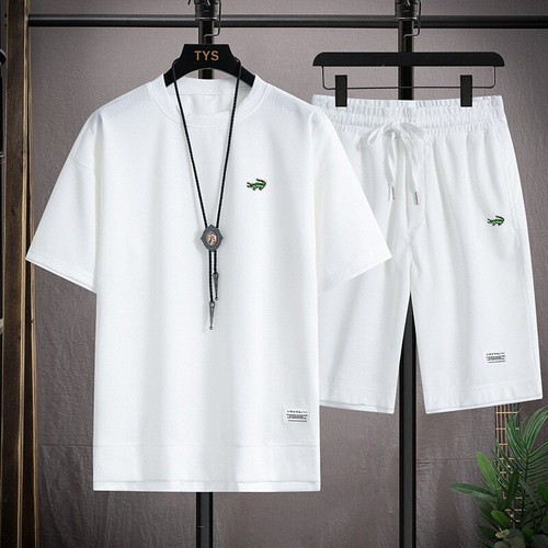 Herren Zweiteiliges Set Leinen Stoff Freizeit T-Shirt und Herren Sportanzug Mode - Bild 3 von 26