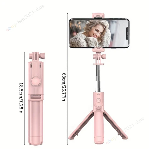Retractable portable selfie stick phone tripod with wireless remote control - Picture 2 of 8