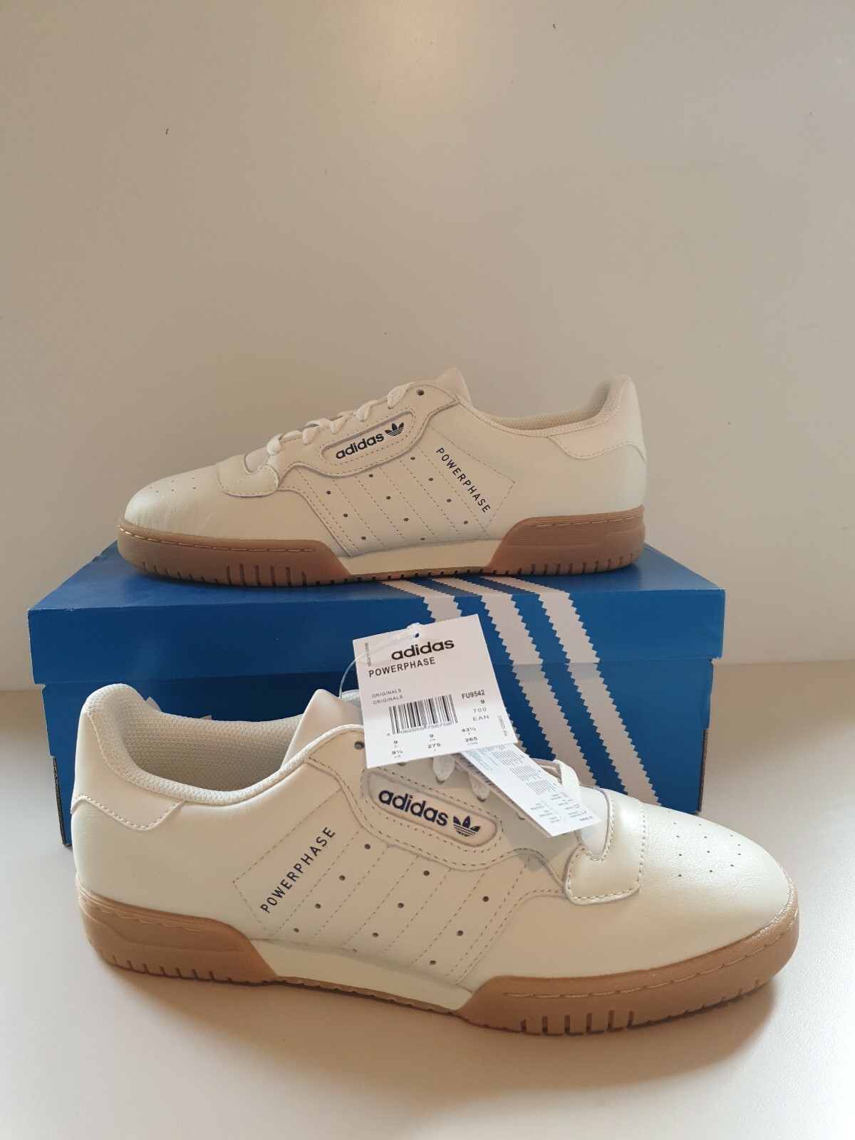 adidas originals powerphase trainers in off white leather with gum sole