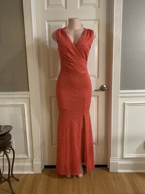 Women Junior Orange Lace maxi Sleeveless dress Size (M) Bodycon Mermaid  Open Leg | eBay