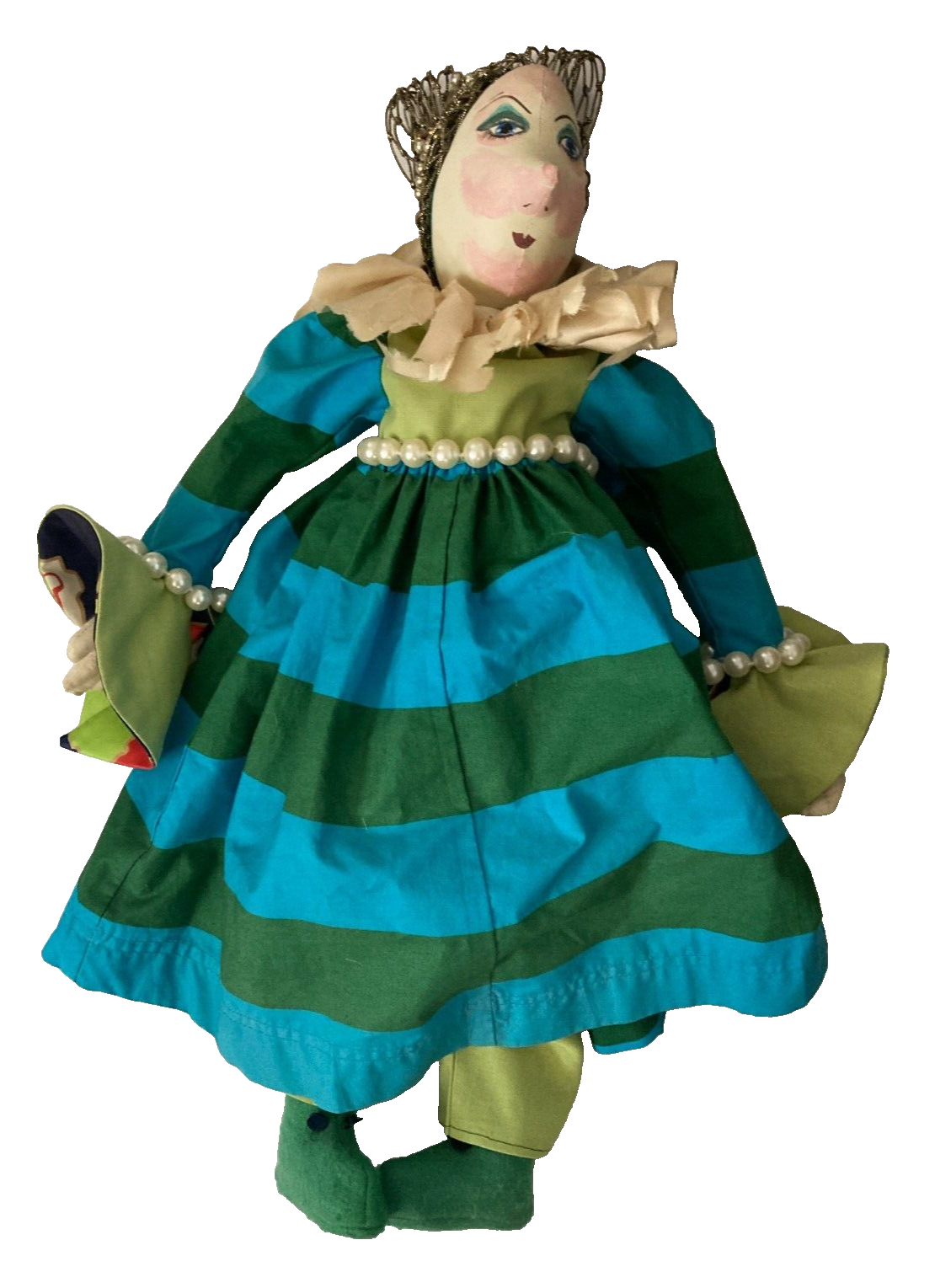 Handmade Vintage Harlequin Doll with Soft Head and Body 52cm