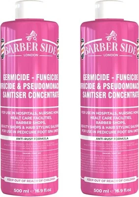BARBER SIDE LONDON Barber Side Disinfectant Solution for Salon Jars, Pink 2 X 500ml