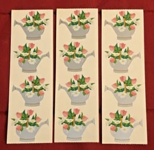 Mrs Grossmans Silver WATERING CAN WITH FLOWERS Sticker Strips LOT OF 3