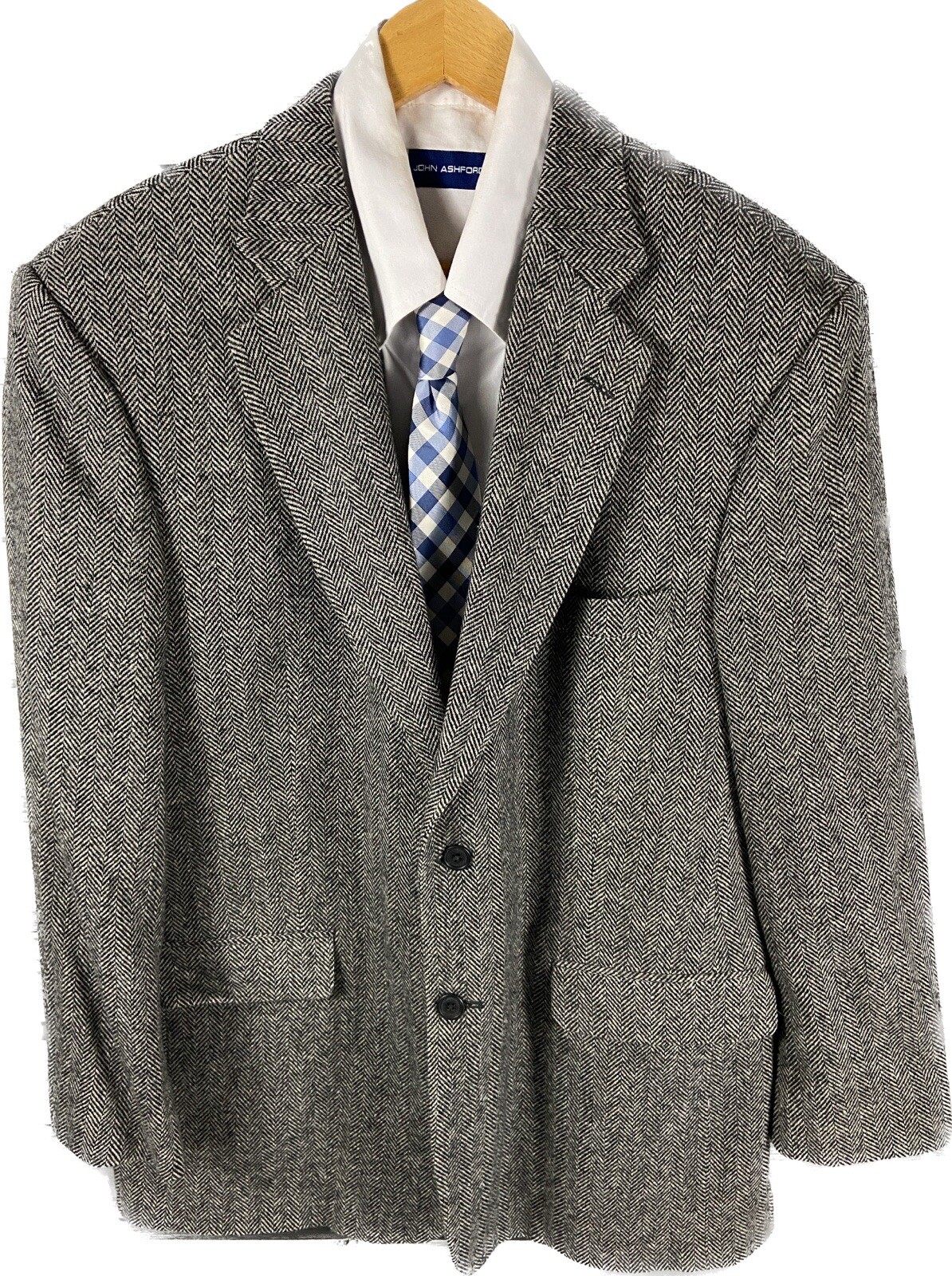 Towncraft Lambswool Herringbone 2 Button Blazer J… - image 1