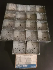 (LOT OF 18) Thomas Betts 1/2 & 3/4 Knockout Hole Steel 4" Square Box 1-1/2" Deep