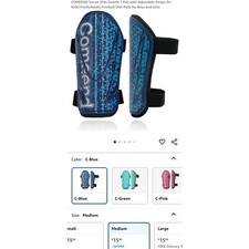 COMEEND Soccer Shin Guards 1 Pair Adjustable Straps Football Shin Pad Medium kid