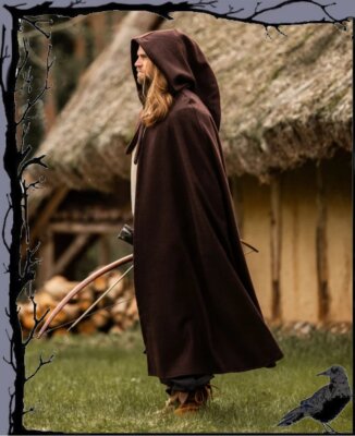 Mittelalter Larp Wollumhang mit langer Kapuze - Dorian  Leonardo Carbone