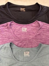 32 Degrees Cool 3PK Women Short Sleeve Scoop Neck TShirt(BLACK/PURPLE/TEAL L)NWT