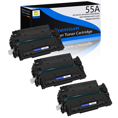3PK Black Toner Cartridge For HP CE255A 55A LaserJet P3010 P3015 P3015dn Printer