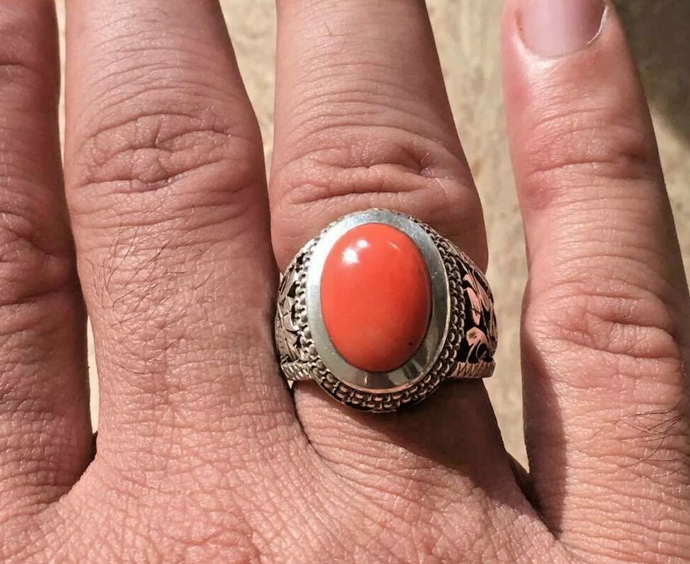 Islamic Ring Deep Sea Natural Coral Marjan Stone Ring Original India | Ubuy