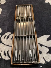 Vintage Fondue Fork Set of 6 Stainless Steel Japan - in box RARE