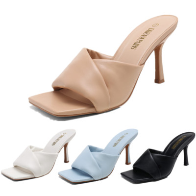 DREAM PAIRS Women Stilettos Heel Sandals Square Toe Slip On Comfort Dress Shoes