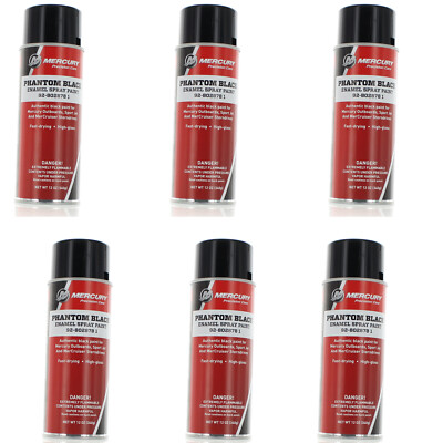 Mercury Mercruiser OEM Phantom Black Spray Paint 12oz. Aerosol Can, pack of 6