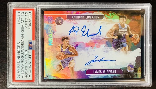 2020 Hoops Art Anthony Edwards James Wiseman Dual Auto PSA 10 Auto 10 POP 2 🐺